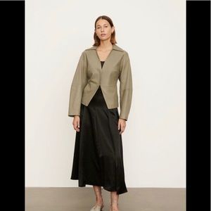 Lamb Leather Cinched Shirt Jacket